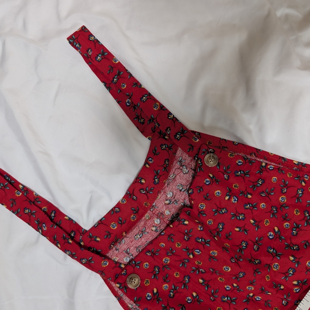 Red Floral Print Womens' Overalls